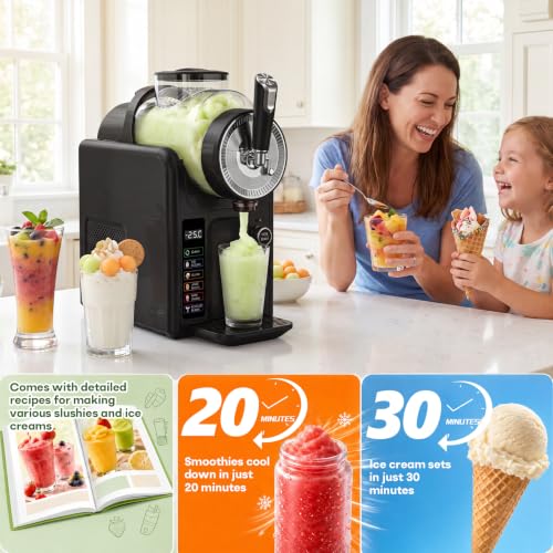 Slush Granita Machine, 2L Ice Slush Machine with LED Display, 6-in-1 Slush Machine for making ice cream, smoothies, milkshakes, cocktails and margaritas
