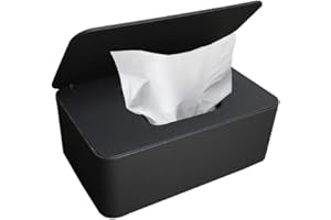 SESYOMR Baby Wipes Dispenser, Baby Wipes Case Holder Keeps Diaper Wipes Fresh Non-Slip Wipe Container Three-Layer Seal Design Prevent Moisture Loss (Black)