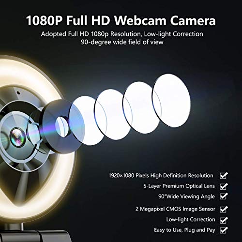 Streaming Webcam with Dual Microphone 1080P Adjustable Right Light Pro Web Camera Advanced Auto-Focus with Tripod JIGA… - Image 3