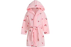 DNggAND Boys Girls Bathrobes,Toddler Boy Girl Robes,Children's Plush Soft Coral Fleece Hooded Pajamas Sleepwear for Kids