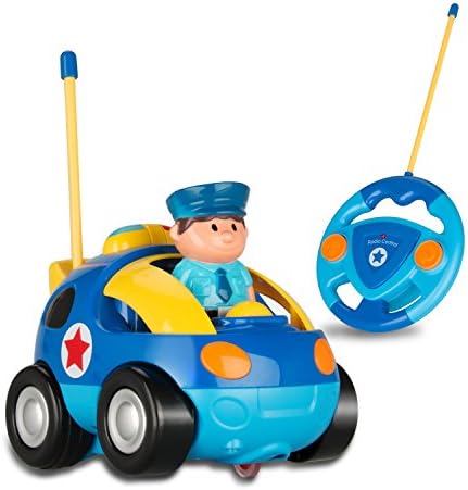 Carton Race Car caloics Cartoon RC Racing Police Car Toy with LED Lights Music Radio Remote Control Car Toy for Baby Kids Toddlers Gift