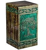 INTAJ Tree of life Engraved Rosewood Cremation Urn