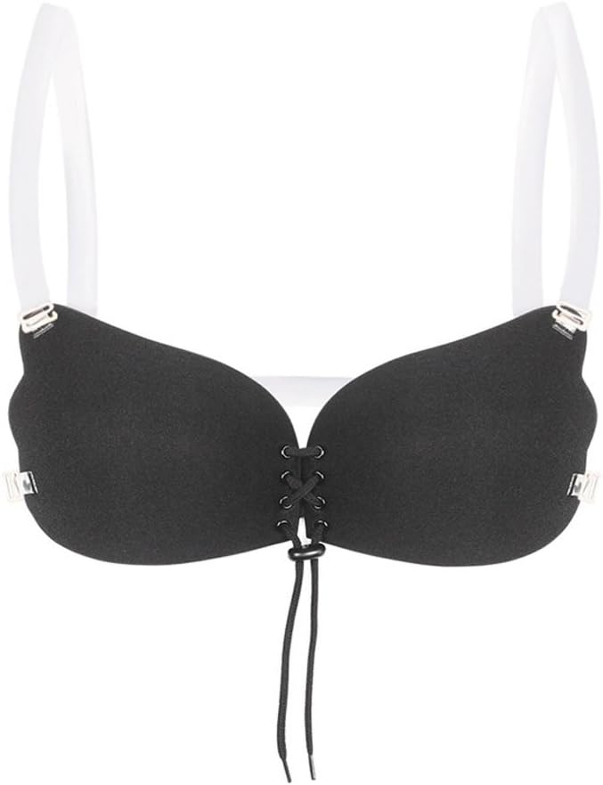 KoHuiJoo Women Silicone Bra Straps Backless Drawstring E F Cup Large Invisible Adhesive Bra Reusable