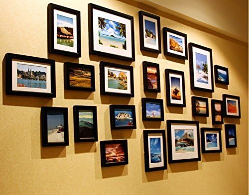 6.23ft X 2.95ft 23Pcs Wooden Photo Frame Wall Hanging Art Home Decor Modern Picture Photo Frame Set With Installation Drawings and Accessories