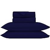Egyptian Cotton Sheets for King Size Bed, Certified 1000 Thread Count King Sheet Set, Luxury Cotton King Bed Sheets, Deep Pocket, Soft & Ultra Smooth Sheet - Navy Blue