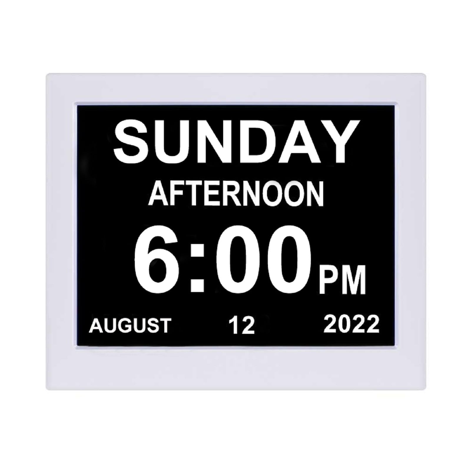Aowasi Dementia Clock Non-Abbreviations 8 Inch Digital Clock with Date and Day for Elderly Vision Impaired Day Date Large Display Calendar for Seniors Elderly