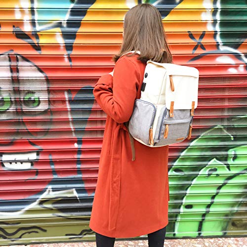 Baby Diaper Bag Backpack for Mom/Dad (Unisex Design) | Waterproof, Easy Bottom Access, Insulated Pockets, Stroller Straps, Luggage Belt, USB Port, Anti-Theft Pockets, Laptop Bag