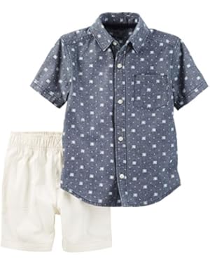 Boys' 2-Piece Chambray Button-Front & Canvas Short Set