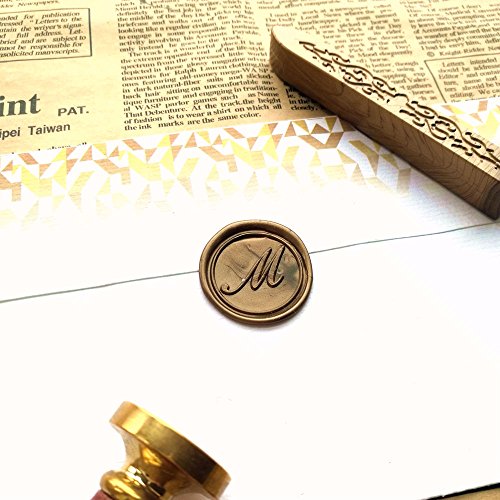 Vooseyhome Initial Letter Alphabet M Wax Seal Stamp with Rosewood Handle - Thumbnail 3
