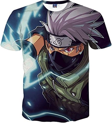 Nemolemon Men's Fashion 3D Print Uzumaki Naruto Casual Cartoon T-Shirts