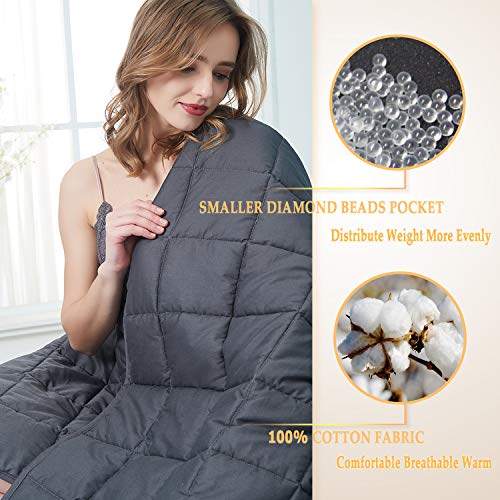 QueenKingHome Weighted Blanket 5 lbs for Adult Kids Teens | 100% Cotton Twin Size Heavy Blanket with Glass Beads for Children 40 to 60 Pounds (5lb 36\'\' x 48\'\')