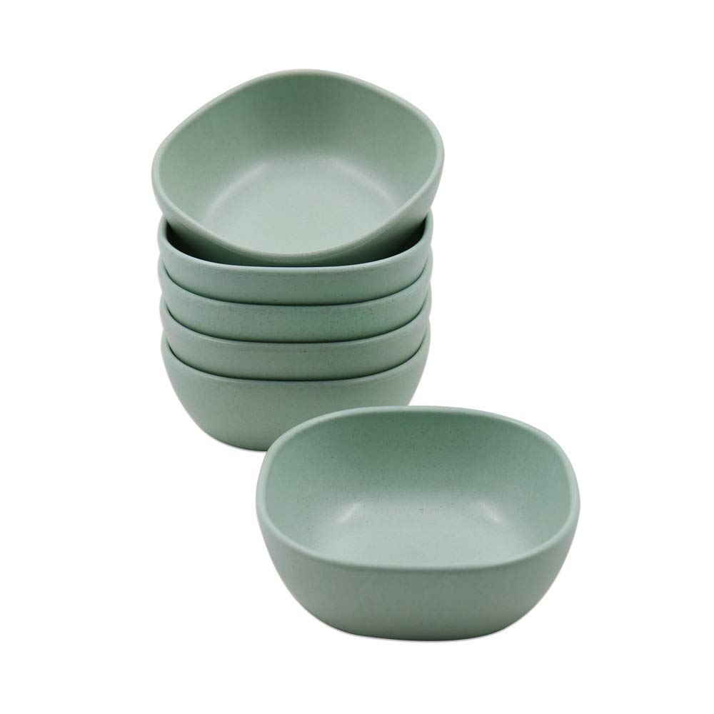Photo 1 of 6PCS 4.5 OZ Small Dessert Bowls, 3.7 x 3.7 x 1.2 In Stacked Pinch Bowls, Wheat Straw Mini Prep Bowls, Unbreakable Dipping Saucers for Side Dishes, Seasoning, Snack, Appetizer (Green)