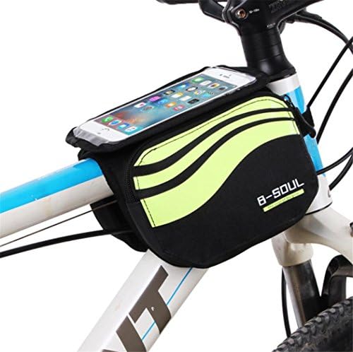 Bicycle Bags Front Frame Tube Handlebar Bag with Waterproof Touch Screen Phone Case for iPhone 7 6s 6 plus 5s 5/Samsung Galaxy s7 s6 note 7 Cellphone Below 5.7 Inch(Green)