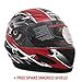 MMG Motorcycle Full Face Helmet DOT Street Legal, Spikes Red, Medium, Includes 2 Visors Clear and Smoked Shield
