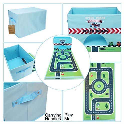 Livememory Faltbare Spielzeug-Aufbewahrungsbox aus Stoff für Auto, Spielzeugbox mit lustiger Spielmatte für Kinder… – Bild 6