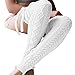 Leg Warmer, L&ZZ Women Thigh High Tie Cable Knit Crochet Long Boot Socks (One Size, White)