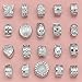 RUBYCA 40pcs Mix Lot of Silver Color Clip Lock Stopper Clasp Beads DIY fit European Charm Bracelet
