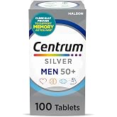 Centrum Silver Men's Multivitamin for Men 50 and Over, 100 Tablets | Contains Vitamins D3, E, B6, and B12, Gluten Free, Non-GMO Ingredients, GLP-1 Support