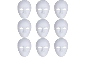 Yookat 9 Pieces DIY Full Face Masks Plain White Mask Full Face Blank Paintable Mask Mardi Gras Masks Masquerade Masks