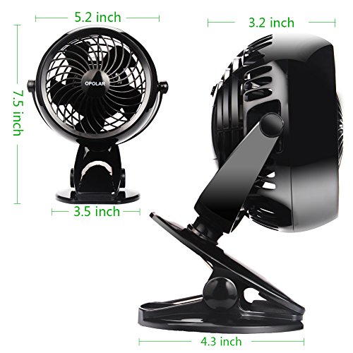 OPOLAR Stroller Fan, USB or Battery Operated Desk Mini Personal Fan, 1