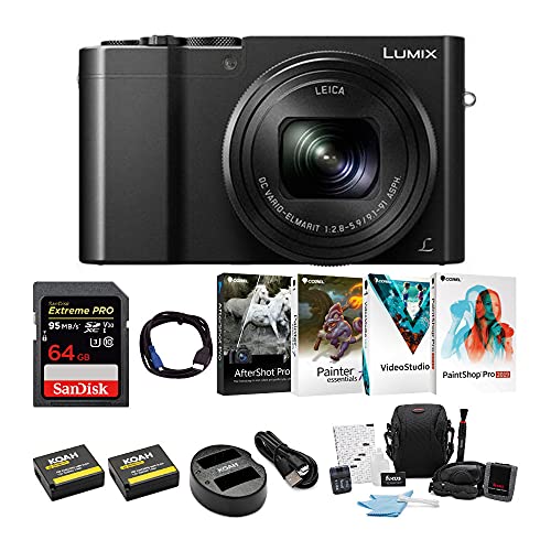 Panasonic LUMIX DMCZS100 Digital Camera (Black) Bundle with 64GB