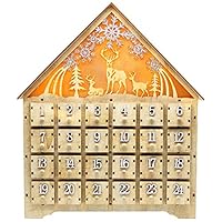 SAND MINE Countdown to Christmas Wooden LED Lighted Advent Calendar, 24 Drawers