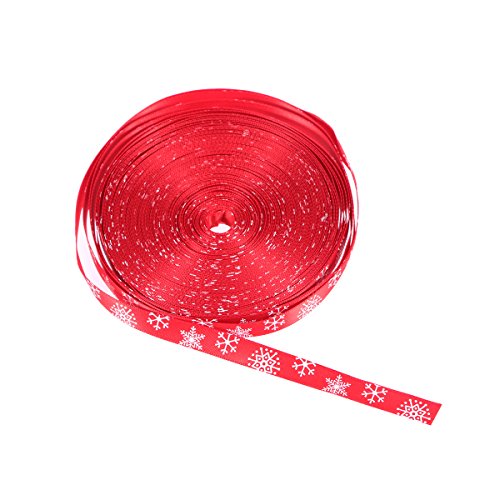 Tinksky Christmas Ribbon Snowflake Thin Ribbon for Gift Packing Wrapping 1cm Wide 20m Long (Red)