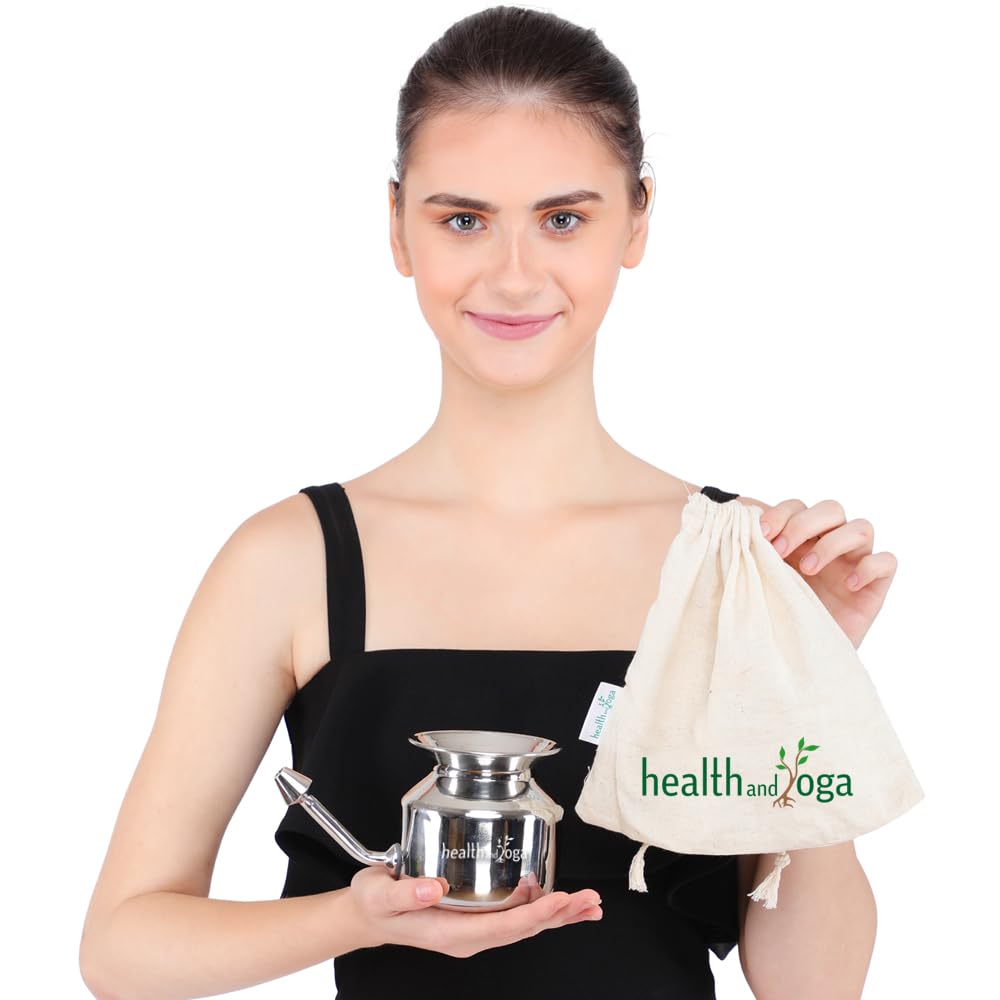 HealthAndYoga? SteloKleen Stainless Steel Neti Pot for Sinus Congestion (Ayurvedic JalNeti)