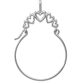 JewelryWeb 15.7mm 10k White Gold Polished 5-Love Heart Charm Holder Pendant Necklace for Women