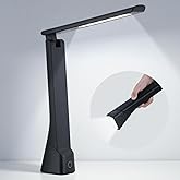 WILIT Rechargeable LED Desk Lamp with Torch Light for Office Home,Cordless Battery Operated Table Lamp with 3 Colors Dimmble Stepless,Eye-Caring Desk Light,Touch Control Lamp for Camping Reading Study