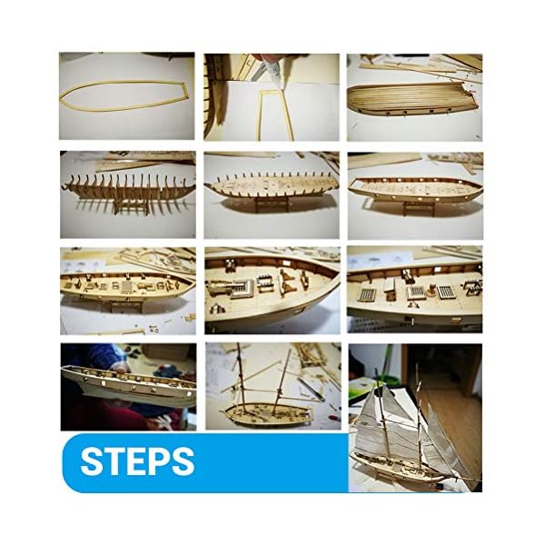 Guanan Segelboot Modell, Holzschiff Modelle, DIY Schiffsmodell Kit, Dekoration Modellbausatz Holz Schiff Bausatz… – Bild 7