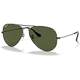 Ray-Ban Unisex RB3025 Classic Polarized Aviator Sunglasses, Gunmetal/Polarized G-15 Green, 62 mm