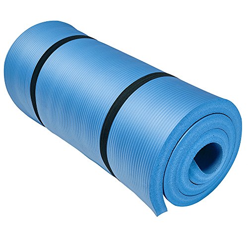 Easthills Fitness 71" x 24" Extra Thick 1 Inch Yoga and Exercise Mat with Elastic Strap for Gym, Workout, Physical Therapy, Pilates.