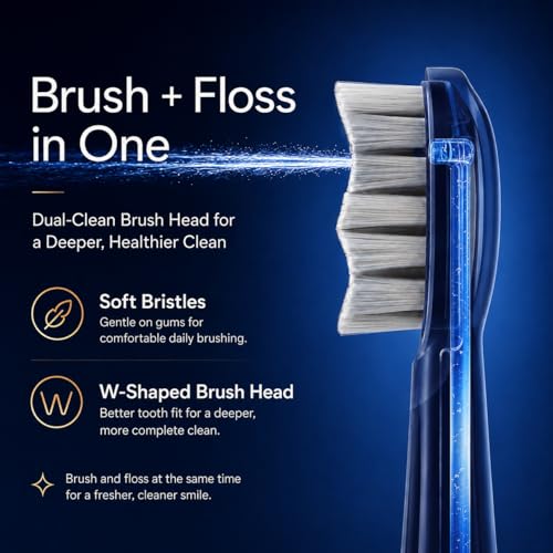 Electric Toothbrush with Water Flosser for Adults, 3-in-1 Sonic Brush & Floss Combo, Cordless Oral Irrigator with 5 Brush Heads, 3 Modes, 30-Day Battery, Travel Toothbrush for Braces, Sensitive Gums