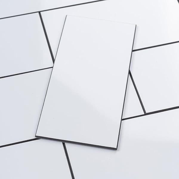 STYLOVUE 100 PIECES PEEL AND STICK BACKSPLASH FOR KITCHEN, 3″ X 6″ PVC SUBWAY TILE 2026 UPGRADED GLOSSY WHITE WITH DARK GRAY GROUT BACKSPLASH STICK ON TILE ELEVATE KITCHEN, BATHROOM, FIREPLACE,RV