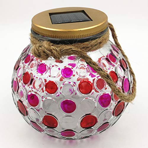 Sogrand Solar Jar Lights Outdoor Decorative Jars Mason Jar Light Red Hanging Solar Lantern Tabletop Decorations Deal The Day Warm White LED Rope Hanger Table Top Lamp Gift Party Bar Patio - Thumbnail 3