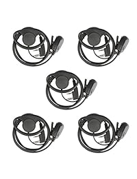 Retevis 2 Pin D Shape Auricular Auricular tipo walkie talkie Compatible con Baofeng UV-5R 888S Retevis H-777 RT21 RT22 RT27 H-777S Radios de 2 vías (paquete de 5)