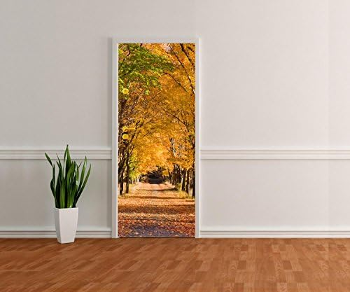 wandmotiv24 Door wallpaper Autumn Avenue wallpaper art print door image M0360 80 x 200cm (W x H) - Decorative foil self-adhesive