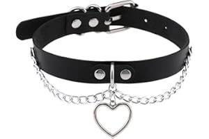 Gothic Punk Leather Choker Necklace PU Leather Heart Choker Collar Necklace Goth Jewelry Gifts for Women Men