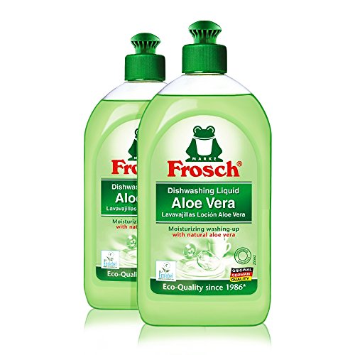 Frosch Natural Liquid Dish Soap, Vegan Hand Dishwashing Detergent, Aloe Vera, 16.9 oz, Pack of 2