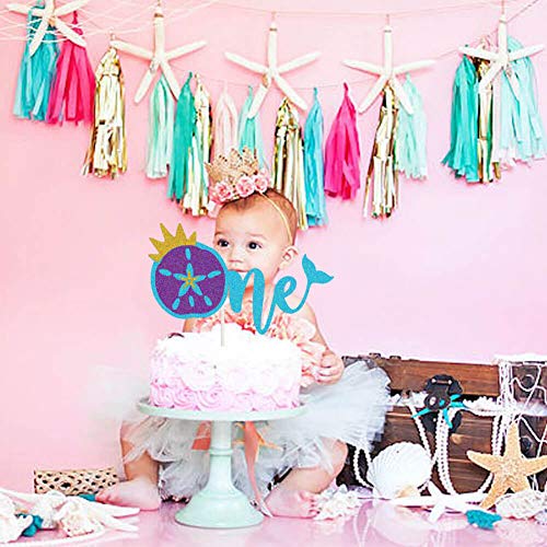 Mermaid First Birthday Cake Topper Mermaid Tail Cake Decor Ocean Under The Sea Mermaid Themed 1st Birthday Party Supplies Decorations Pricepulse