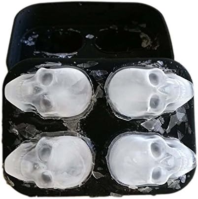 3D Skull Ice Cube Silicone Mold Tray Vivid Skull Mould for Whiskey Ice Cocktails,Cola,Halloween(2PACKS,8 Cavity))
