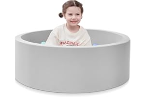 SHJADE Foam Ball Pit, 35.4"x 11.8" Ball Pits for Toddlers, Soft Round Kiddie Baby Playpen Ball Pool for Kids, Ideal Gift for Babies Indoor and Outdoor Game, Grey, (Balls not Included)