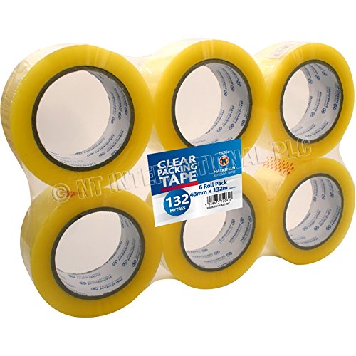 6 Pack 132M Meters Per Roll CLEAR Packing Tape 48 mm Wide 72086C