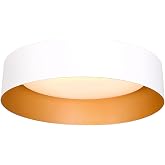 Bargeni Flush Mount Ceiling Light,White with Gold Interior,12.5 Inches | ETL-listed dimmable 18W LED light with 3000K warm glow, ideal for bedrooms, hallways, foyers and entryways