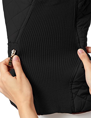 Luna Flower Winter Quilted Padding Vest Long Sleeve Warm Jackets 123-Black Small - Thumbnail 4