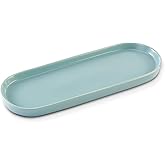 Simple Style Ceramic Sink Tray - Bathroom and Kitchen Cosmetics Dish, Candle and Perfume Tray (Blue)