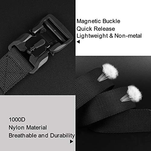 WHIPPY Tactical Belt with Magnetic Quick-Release Buckle Military Style Nylon Webbing Riggers Belt for Men Black Small