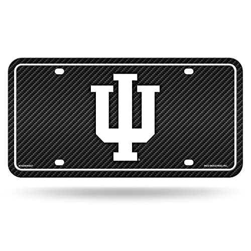 Rico Industries NCAA Indiana Hoosiers Carbon Fiber Metal Auto Tag 8.5 x 11 - Great for Truck/Car/SUV