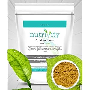 Chelated Iron 22mg Women’s Health Mineral Supplement – Tablets by Nutrivity (30)